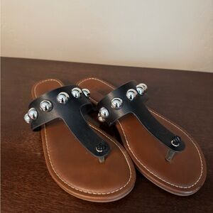 Cushionaire Black Sandals with Silver Accents